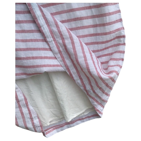 Beach Lunch Lounge Dress Womens L Linen Sleeveless Striped V Neck Beachy Pink - Picture 3 of 12